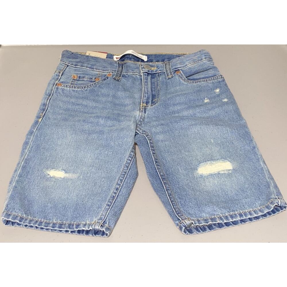 Levis 511 Slim Youth Denim Light Wash Blue Jean Shorts Adjustable Waist Sz 8 NEW